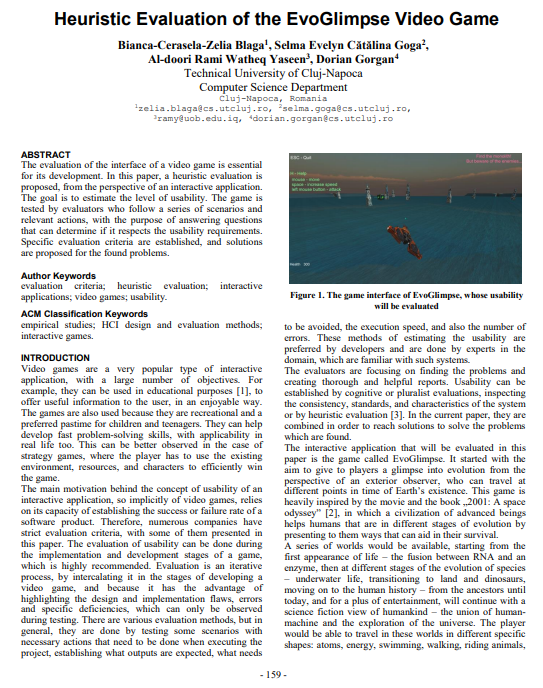 Paper – Heuristic Evaluation of the EvoGlimpse Video Game – Tug Of Web